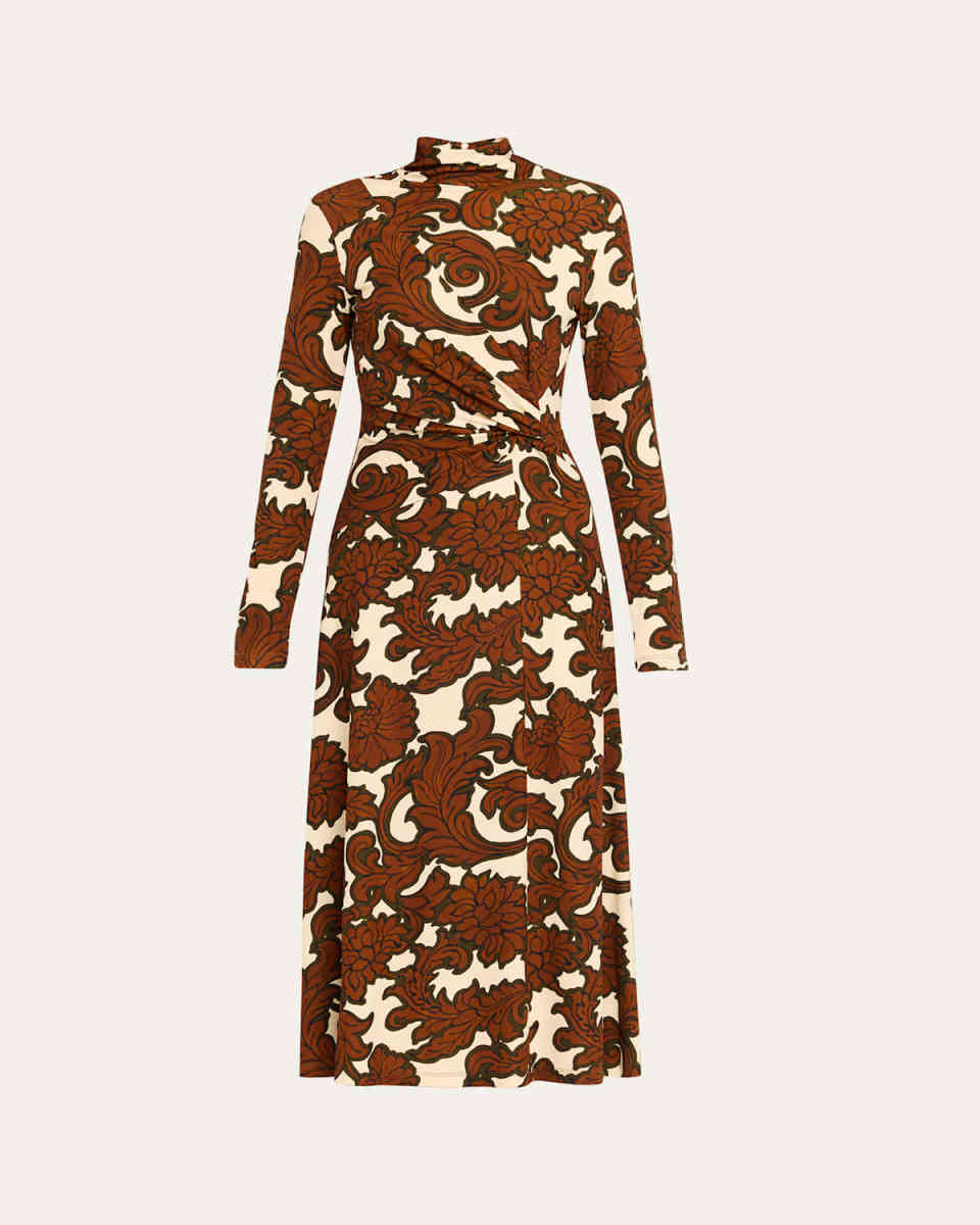 Hera Baroque Turtleneck Midi Dress